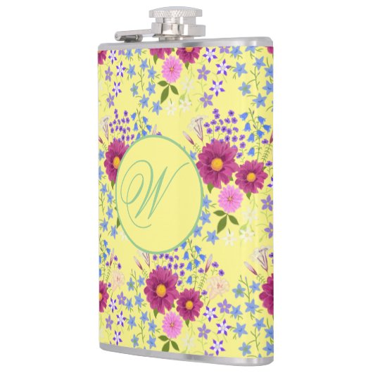 Blume Bouquet mit Dahlia Monogram Flask Flachmann (Links)