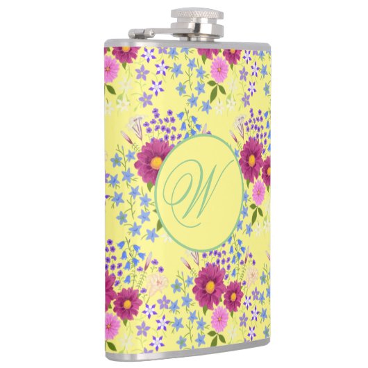 Blume Bouquet mit Dahlia Monogram Flask Flachmann (Rechts)