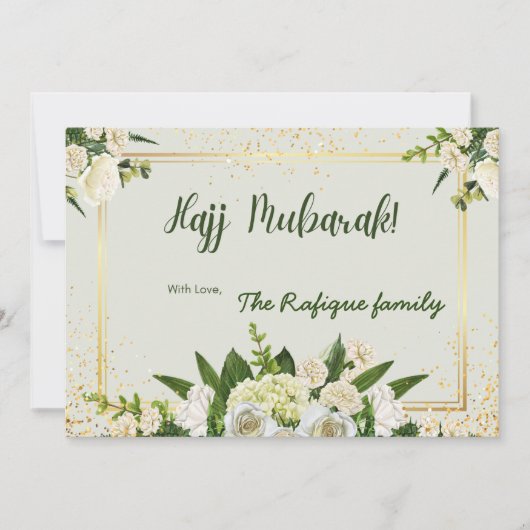 Blume Bouquet mit Hajj Mubarak-Nachricht Mitteilungskarte (Vorderseite)