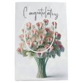 Blume Bouquet mit rosa Babynahrung Mittlere Geschenktüte (Vorderseite)