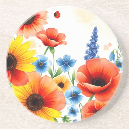 Blume Bouquet mit Sonnenblumen Getränkeuntersetzer (Vorne)