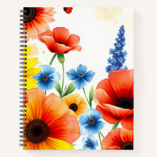 Blume Bouquet mit Sonnenblumen Notizblock