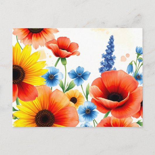 Blume Bouquet mit Sonnenblumen Postkarte (Vorderseite)