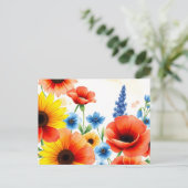 Blume Bouquet mit Sonnenblumen Postkarte (Stehend Vorderseite)