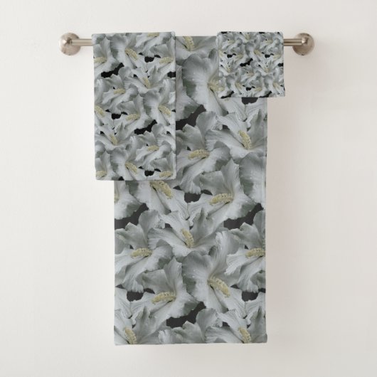 Blume Bouquet mit weißem Hibiskus Badhandtuch Set (Insitu)