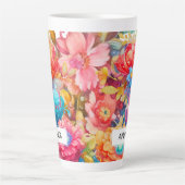 Blume Bouquet Orange & Blue Boho Milchtasse (Vorderseite)