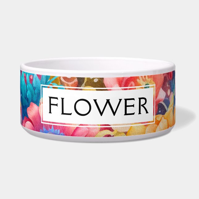 Blume Bouquet Orange & Blue Boho Napf (Vorderseite)