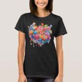Blume Bouquet Orange & Blue Boho T-Shirt (Vorderseite)