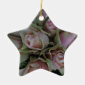Blume Bouquet Pink Green Rose Blumenstrauß Keramik Ornament (Vorne)