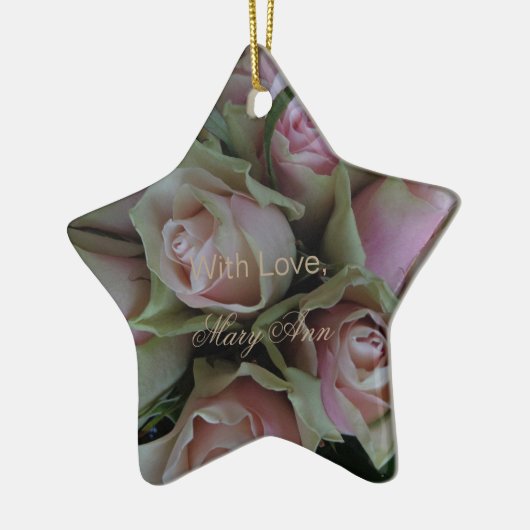 Blume Bouquet Pink Green Rose Blumenstrauß Keramik Ornament (Links)