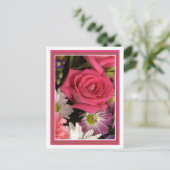 Blume Bouquet Pink Postkarte (Stehend Vorderseite)