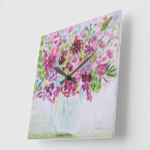 Blume Bouquet Quadratische Wanduhr (Winkel)