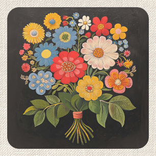 Blume Bouquet Quadratischer Aufkleber