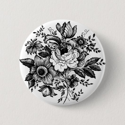 Blume Bouquet Silhouette Button (Vorderseite)