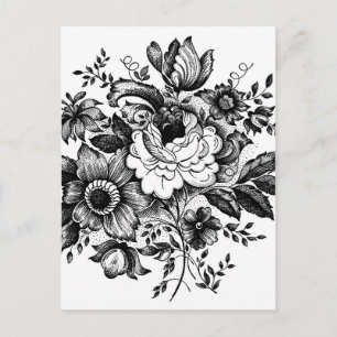 Blume Bouquet Silhouette Postkarte