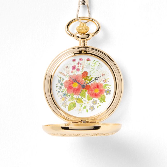Blume Bouquet Silver Pocket Watch Armbanduhr (Vorderseite)