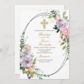 Blume Bouquet Taufe Spanisch Einladung (Vorne/Hinten)