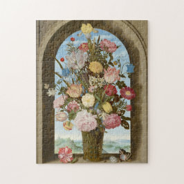 Blume Bouquet Vase durch Fenster mittelalterliche  Puzzle