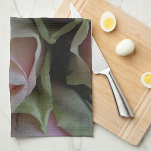 Blume Bouquet von rosa grünen Rose Handtuch (Viertel Falte)