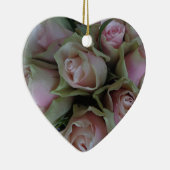 Blume Bouquet von rosa grünen Rose Keramik Ornament (Rechts)