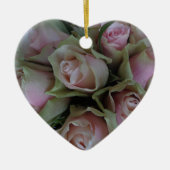 Blume Bouquet von rosa grünen Rose Keramik Ornament (Vorne)