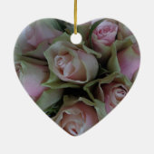 Blume Bouquet von rosa grünen Rose Keramik Ornament (Hinten)