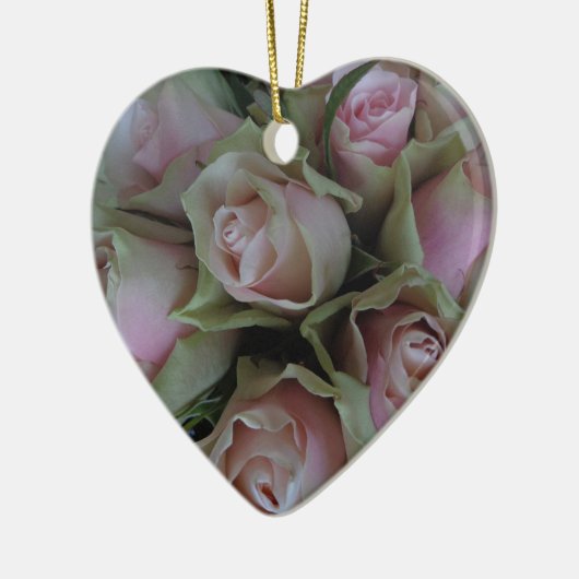 Blume Bouquet von rosa grünen Rose Keramik Ornament (Links)