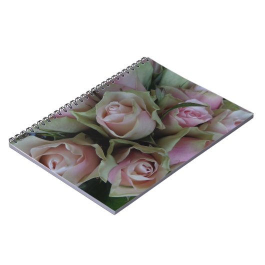 Blume Bouquet von rosa grünen Rose Notizblock (Linke Seite)