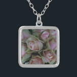 Blume Bouquet von rosa grünen Rose Versilberte Kette<br><div class="desc">Blume Bouquet von rosa grünen Rose</div>
