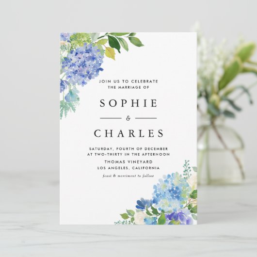 Blume Bouquet Wedding Einladung (Stehend Vorderseite)