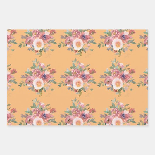 Blume Bouquet Wrapping Paper Geschenkpapier Set (Vorderseite)
