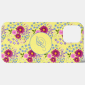 Blume Bouquet Yellow Monogram iPhone Case (Rückseite (Horizontal))