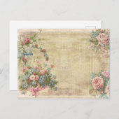 Blume-Bouquets im gestressten braunen Vintagen Sti Postkarte (Vorne/Hinten)