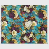 Blume-Bouquets mit blauen Rose Geschenkpapier (Flach)