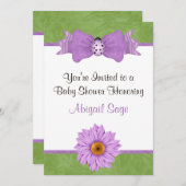 Blume, Bow und Ladybug Kinderdusche Einladung (Vorne/Hinten)