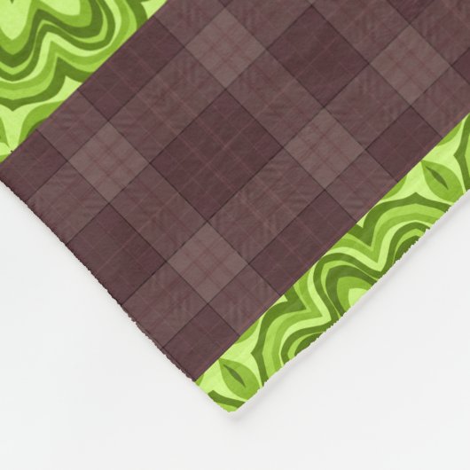 Blume Brauner und grüner Tartan Fleecedecke (Ecke)