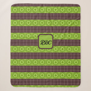 Blume Brauner und grüner Tartan Sherpadecke