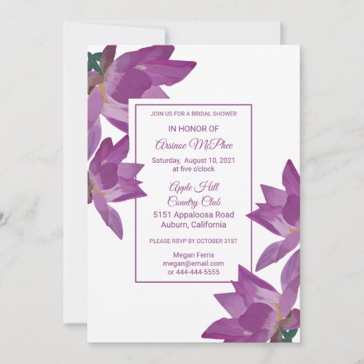 Blume Brautdusche Einladung (Vorderseite)