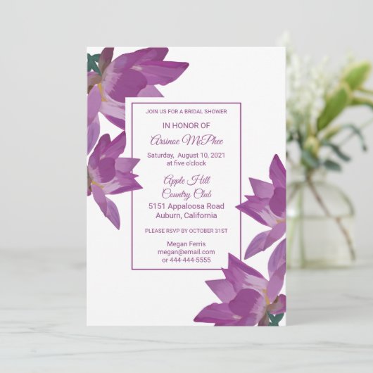 Blume Brautdusche Einladung (Stehend Vorderseite)