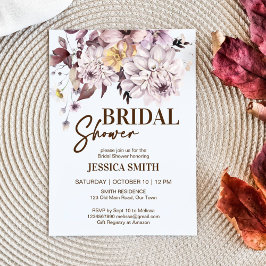 Blume Brautparty aus dunkelbraunen Früchten Einladung