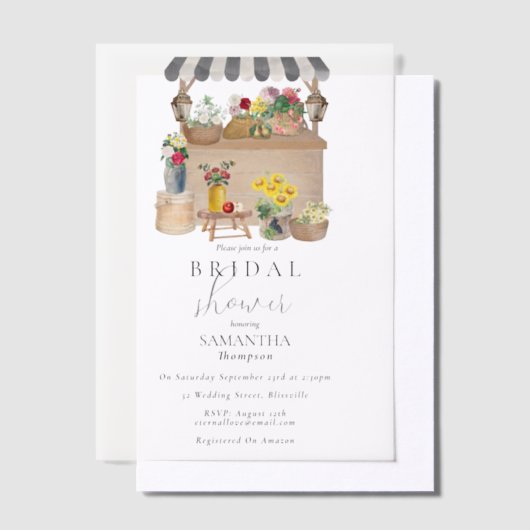 Blume-Brautparty des Bauern Wasserfarbe Pergament Einladungen (Versetzt)