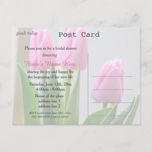 Blume Brautparty Einladungspostkarte (Rückseite)