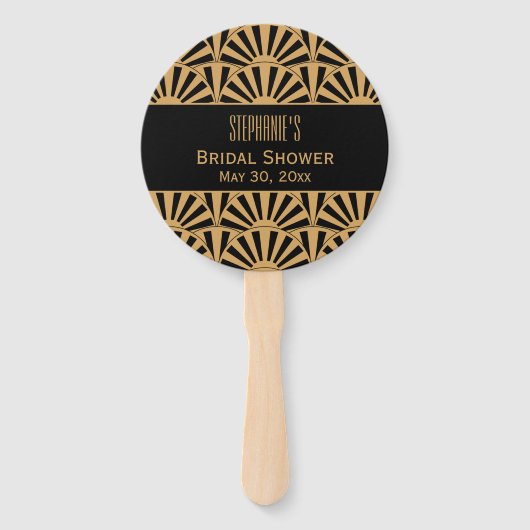 Blume-Brautparty für Gold und Black Art Deco Fächer (Rückseite)