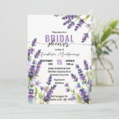 Blume-Brautparty für Lila Wasserfarben Einladung (Stehend Vorderseite)