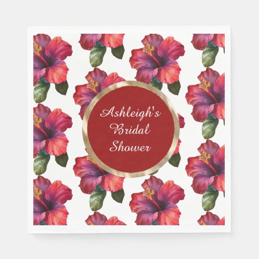Blume-Brautparty für tropische rote Hibiskus Serviette (Vorderseite)