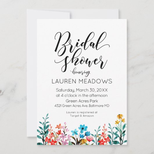 Blume Bridal Dusche Wasserfarbe Einladung (Vorderseite)