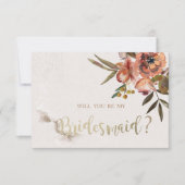 Blume Bridesmaid Card für Aquarellfarben Einladung (Vorderseite)