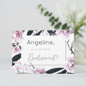 Blume Bridesmaid in Rosa Einladung (Stehend Vorderseite)