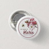 Blume Bridesmaid: Name der Hochzeitspartei Button (Vorne & Hinten)