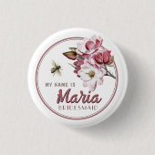 Blume Bridesmaid: Name der Hochzeitspartei Button (Vorderseite)